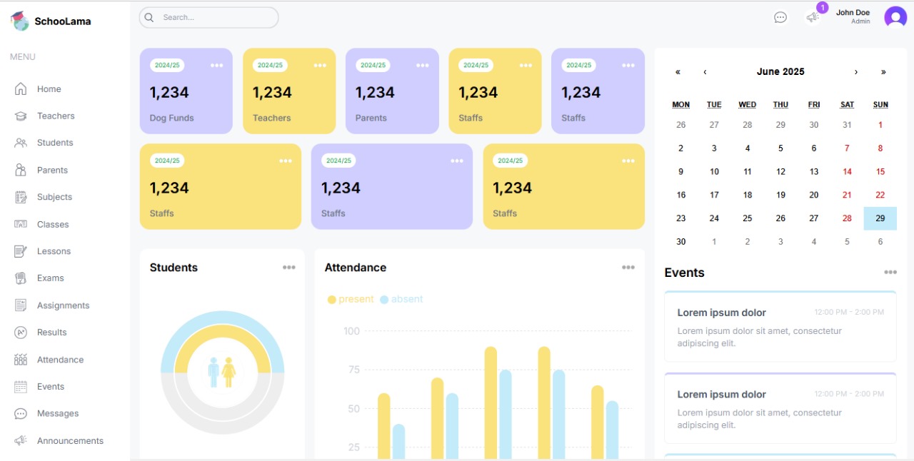 Admin UI Dashboard